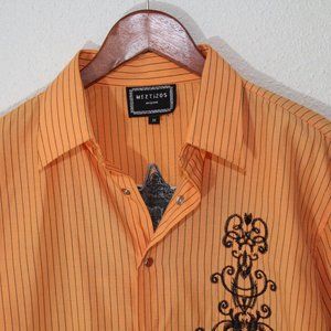 Meztizos Men's Stripe Embroidered Button Shirt